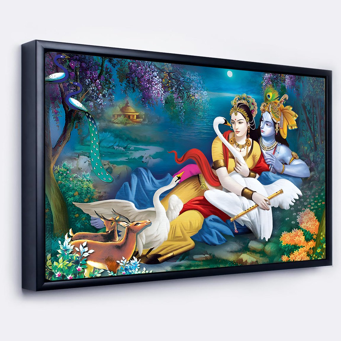 Radha Krishna Swing Premium Canvas Wall Painting  decorative masterpiece for home decor